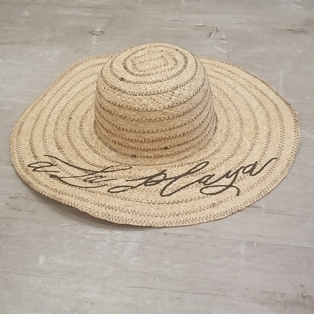 💕MICHAEL STARS💕 Raffia Embroidered A La Playa Straw Floppy Hat NWT - Picture 3 of 11